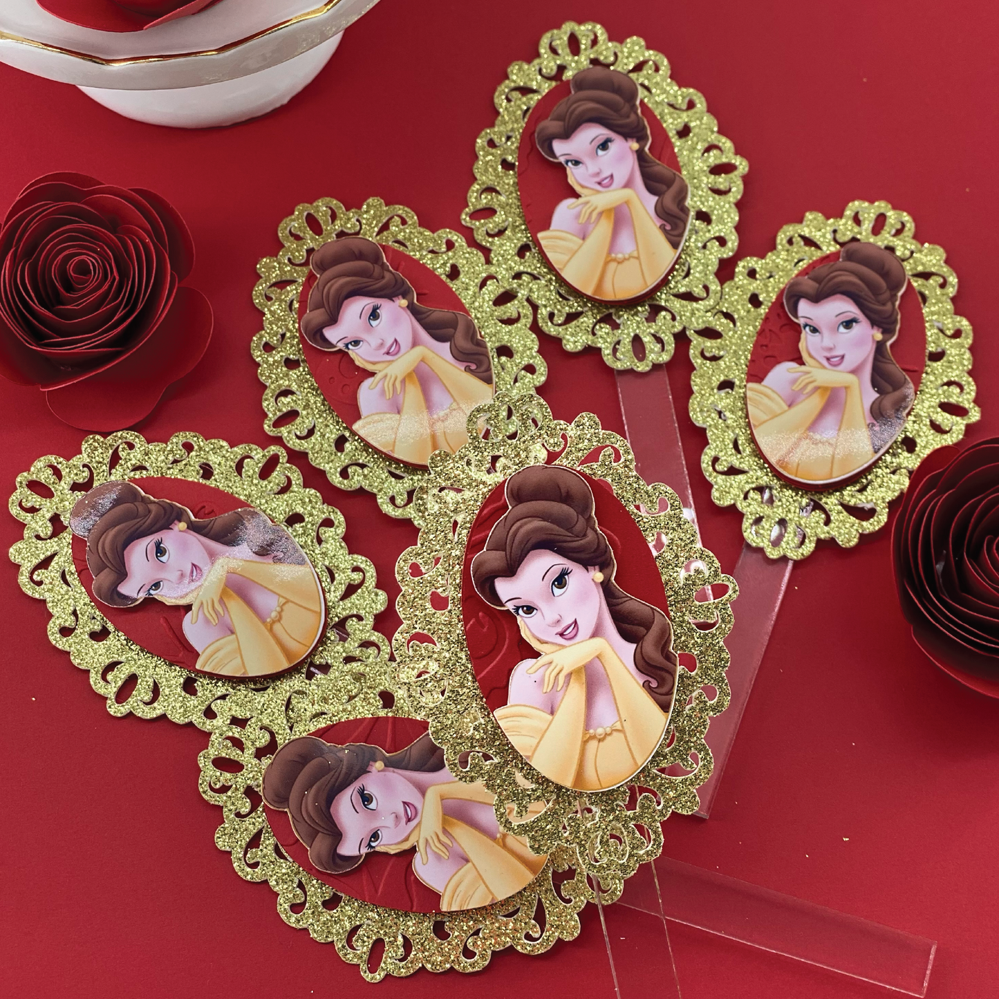 Belle princess cupcake toppers