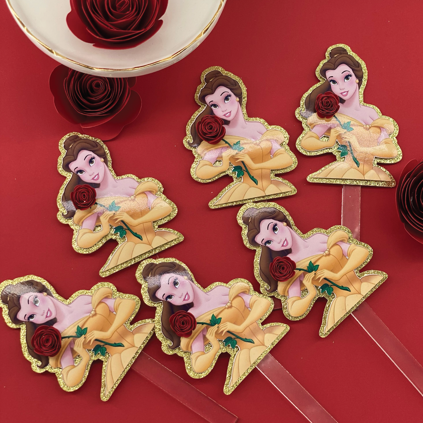 Belle princess cupcake toppers