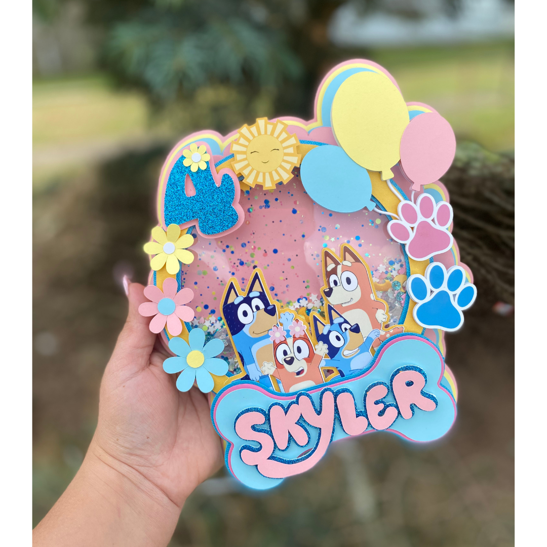 Bluey pink cake topper, birthday girl, bluey dog