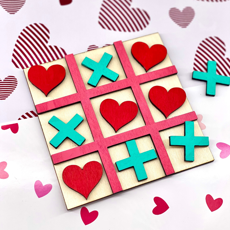 Tic tac toe, svg laser file, Valentine's Day