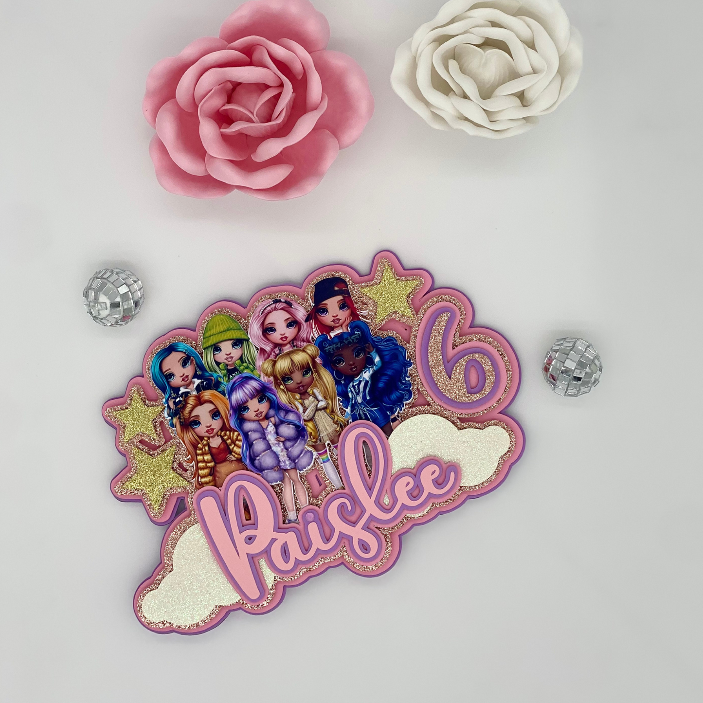 Rainbow high dolls cake topper