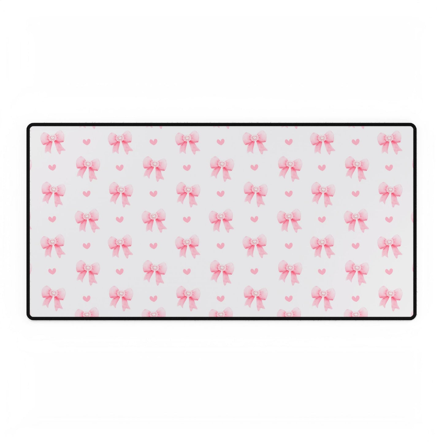 Cute Pink Bow Desk Mat, Stylish Office Decor, Gamer Mouse Pad, Desk Accessories, Gift for Her, Home Office Essentials