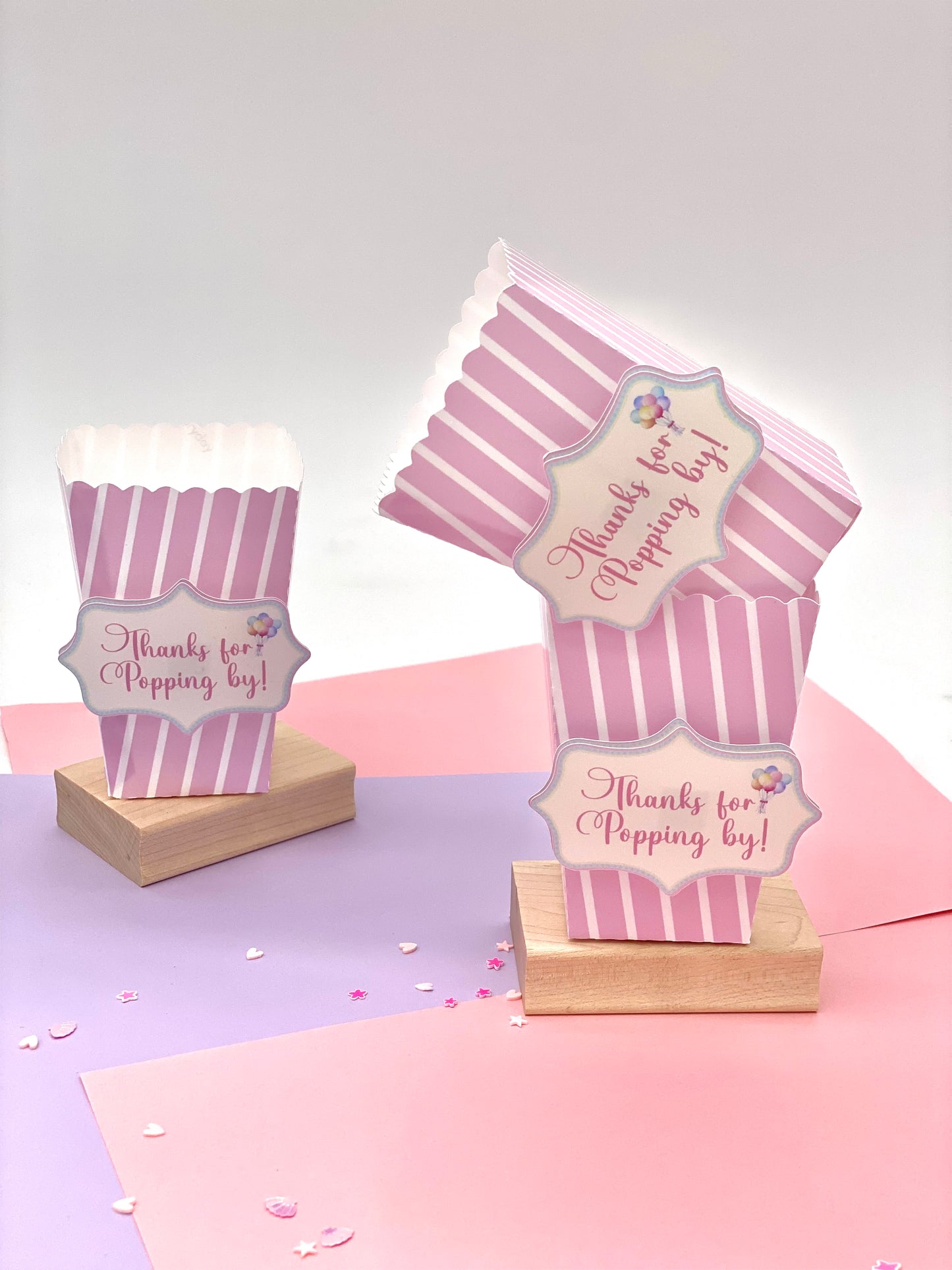 Carnival Popcorn boxes, Circus pink