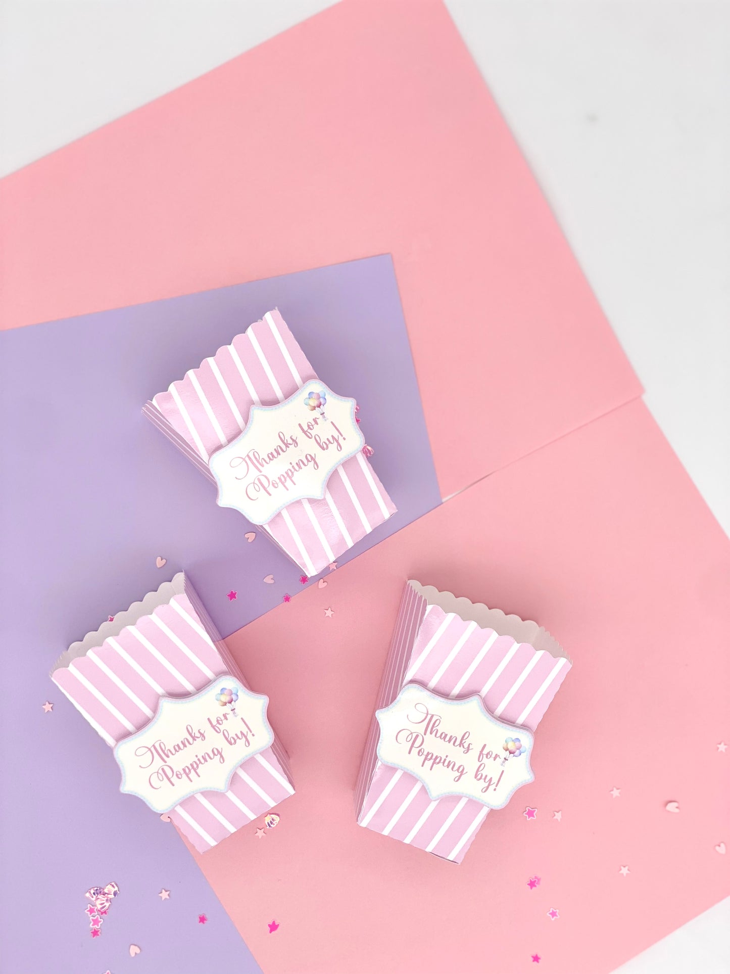Carnival Popcorn boxes, Circus pink