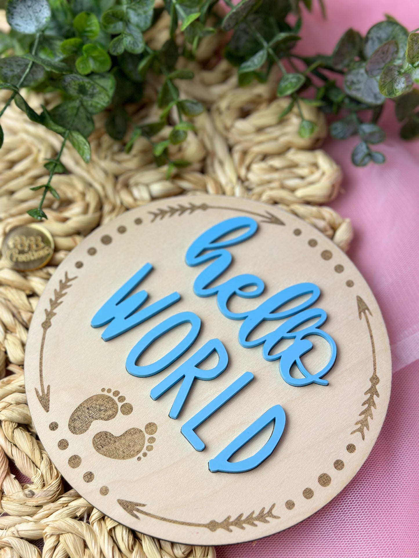 Hello Word Sign, welcome baby, baby sign, wood sign , hello word, baby shower