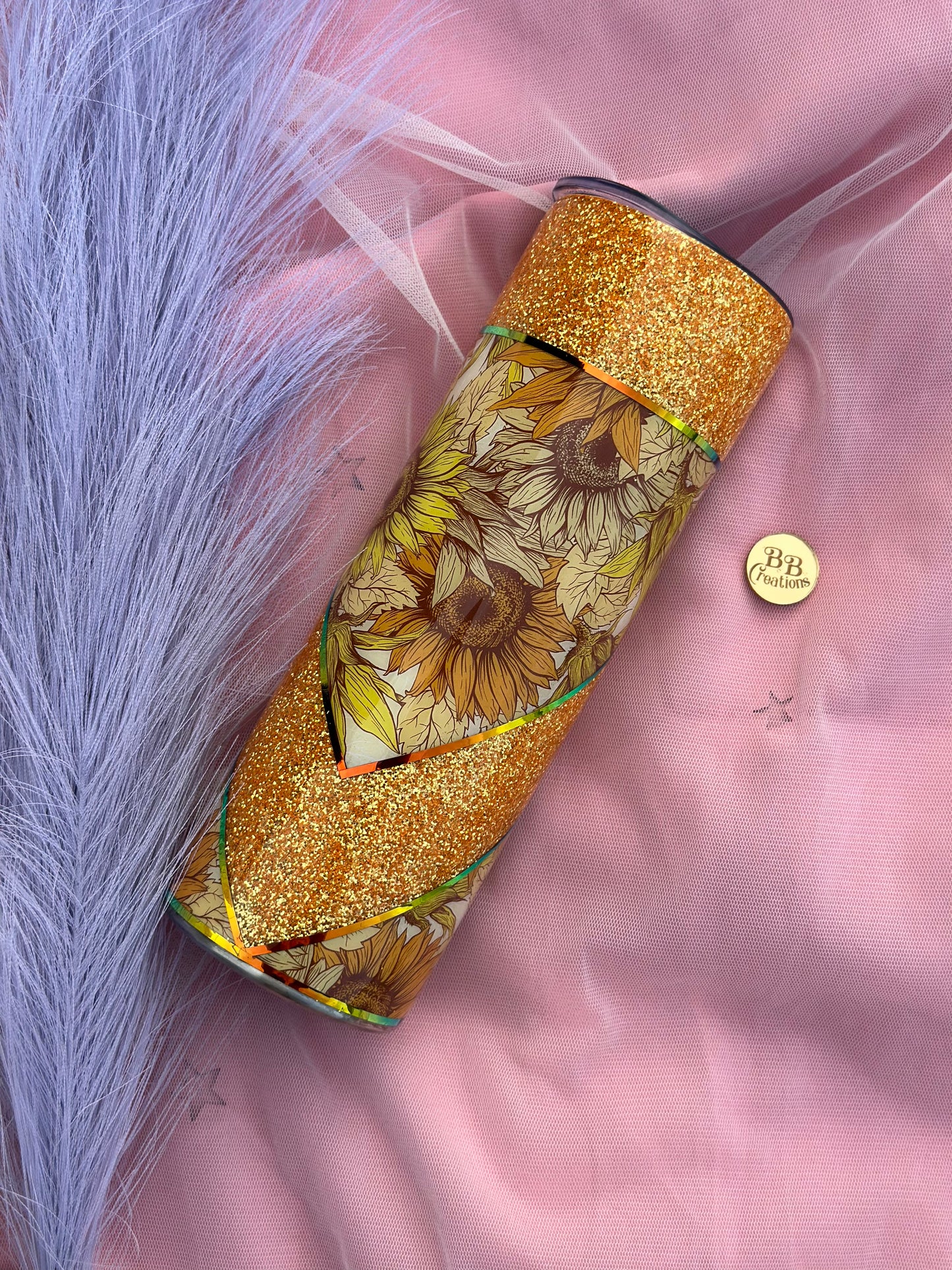 Sun Flower Tumbler glitter tumbler, sun flower, glitter cup, glitter made, flowers