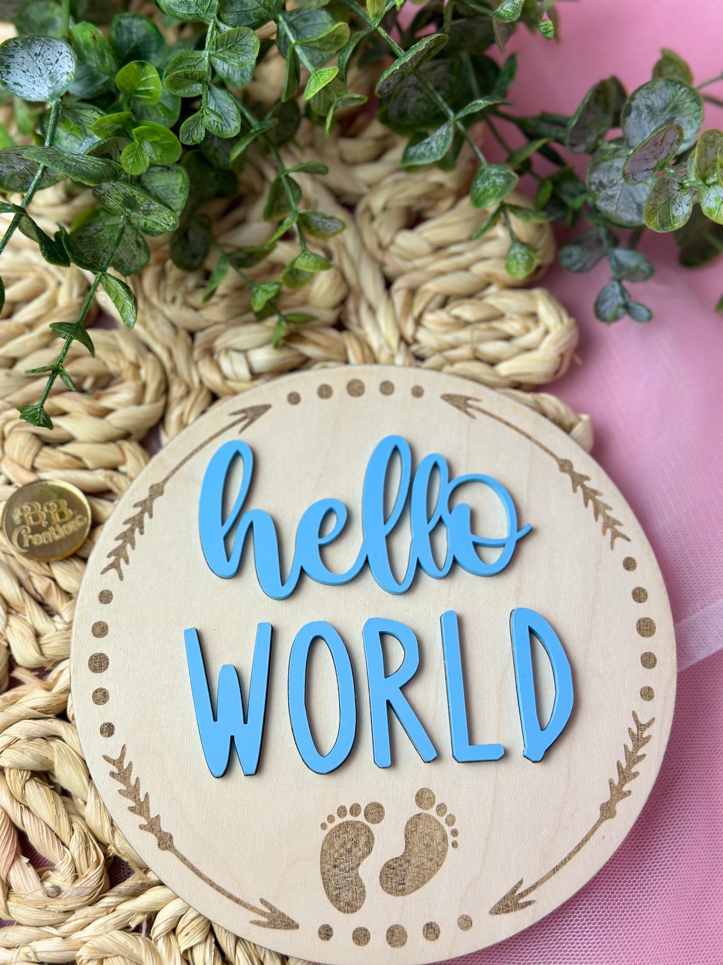 Hello Word Sign, welcome baby, baby sign, wood sign , hello word, baby shower