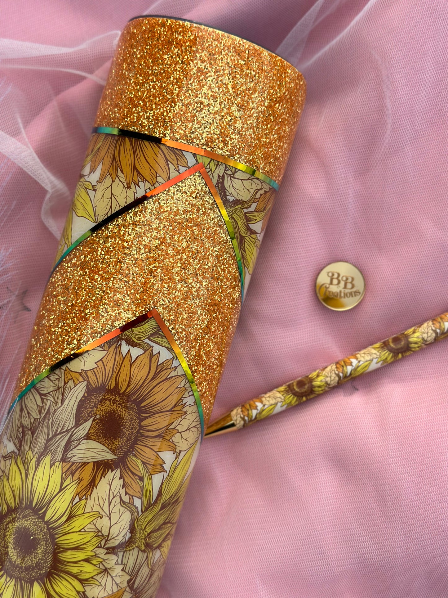 Sun Flower Tumbler glitter tumbler, sun flower, glitter cup, glitter made, flowers
