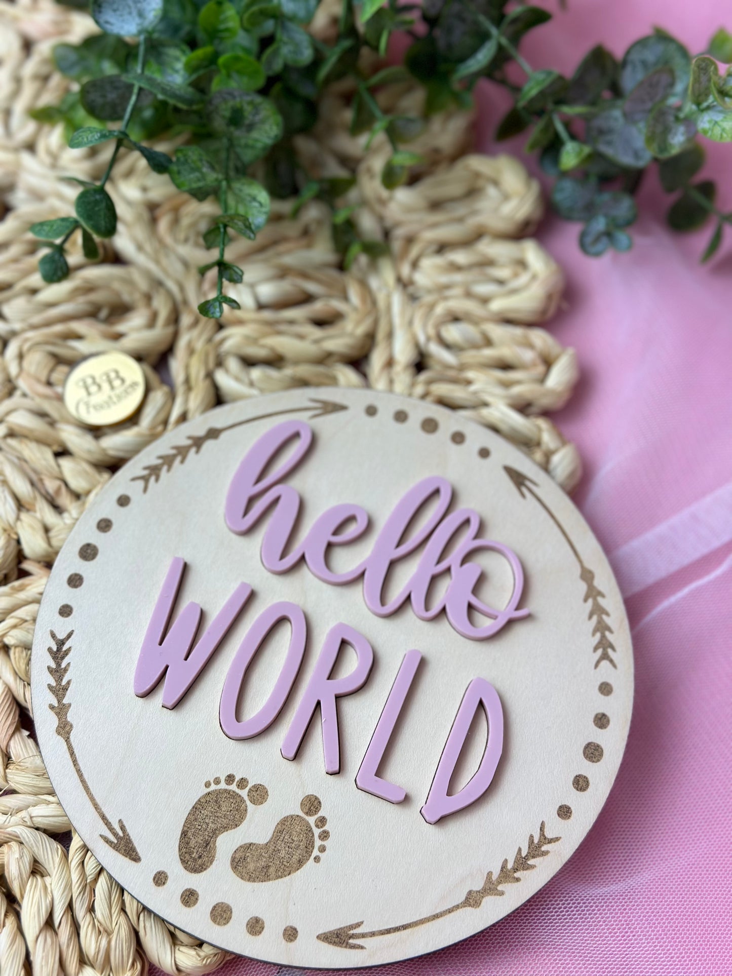 Hello Word Sign, welcome baby, baby sign, wood sign , hello word, baby shower