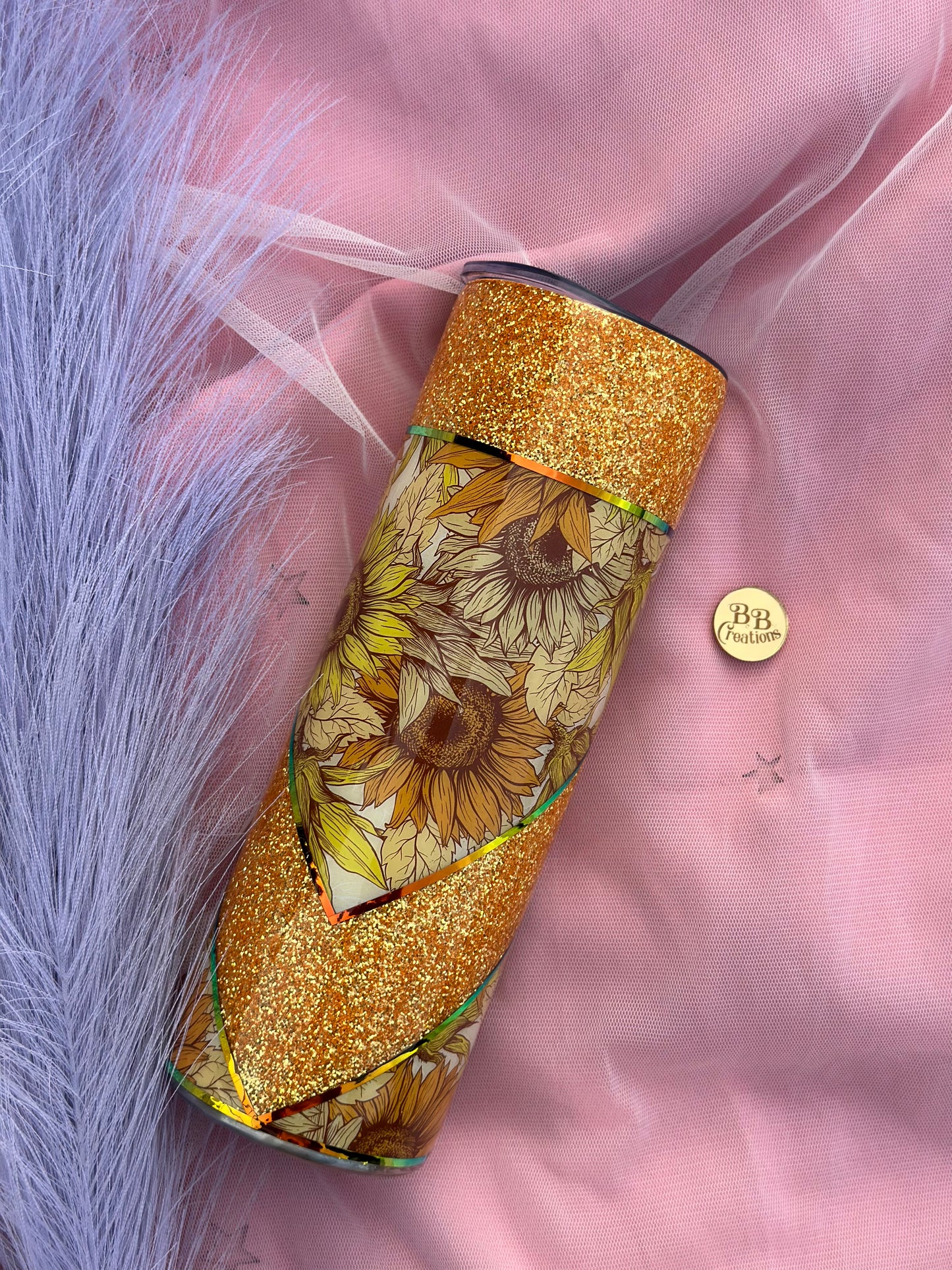 Sun Flower Tumbler glitter tumbler, sun flower, glitter cup, glitter made, flowers