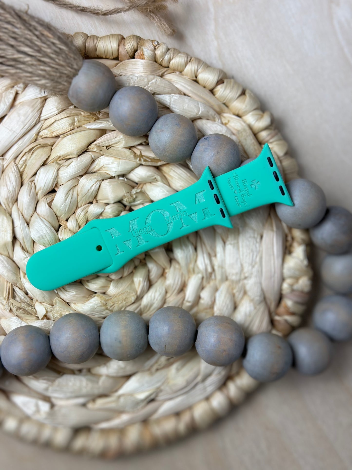 Blessed Mom IWatch band, apple watches, silicone bands, engraved bands