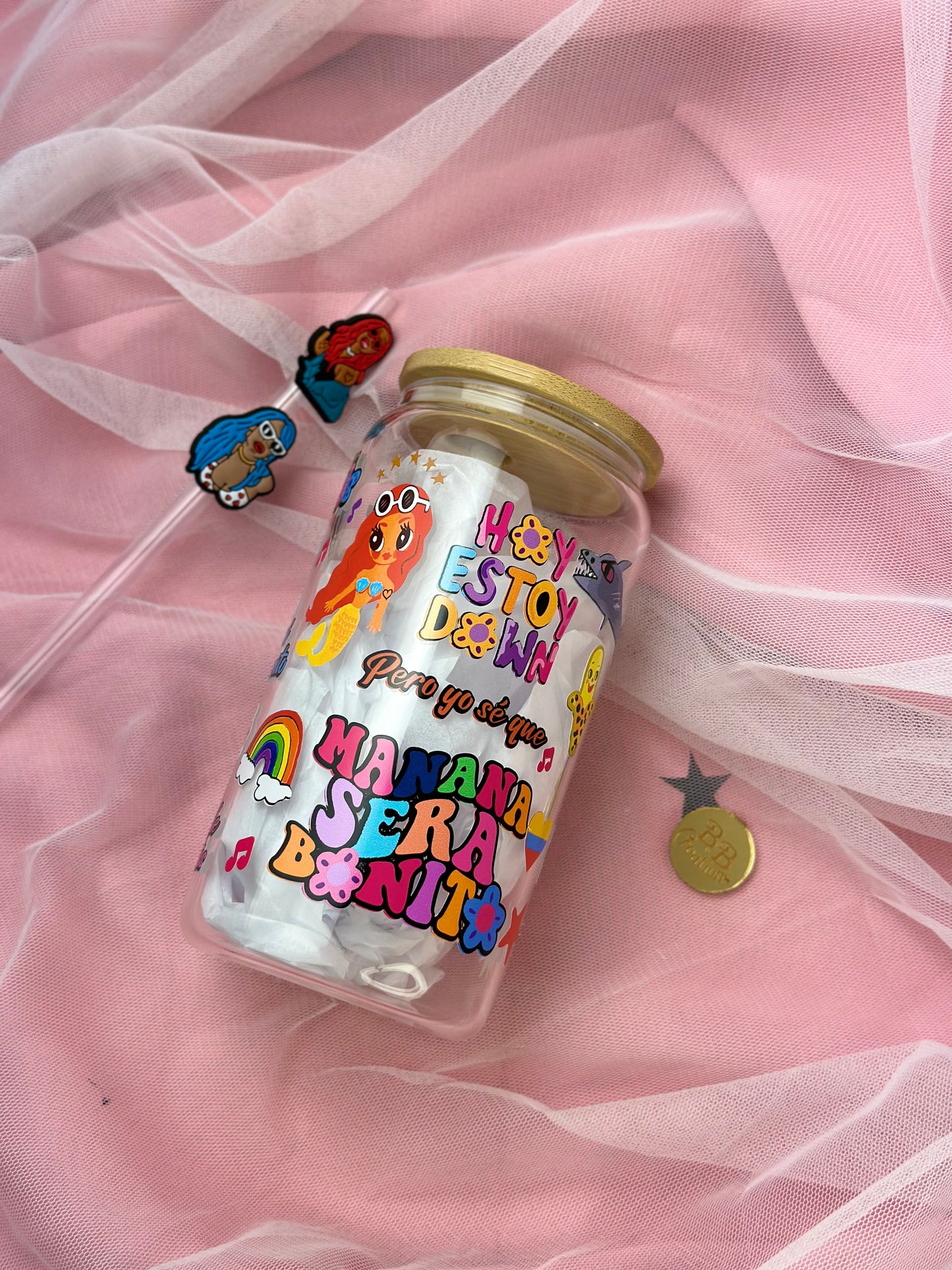 Mañana sera bonito cup, Karol G cup, clear cup, me curo del corazón,