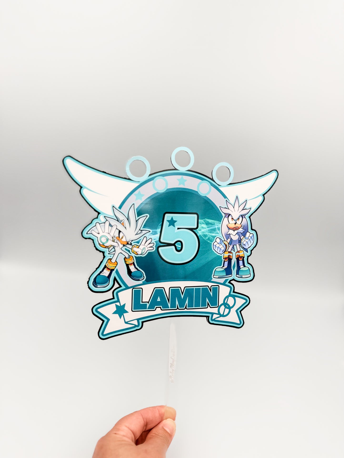 Silver Sonic Cake topper