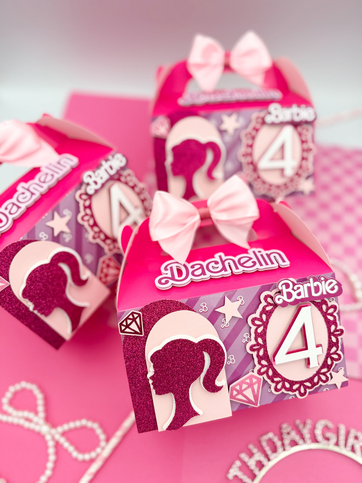 Pink Doll Silhouette Birthday Boxes