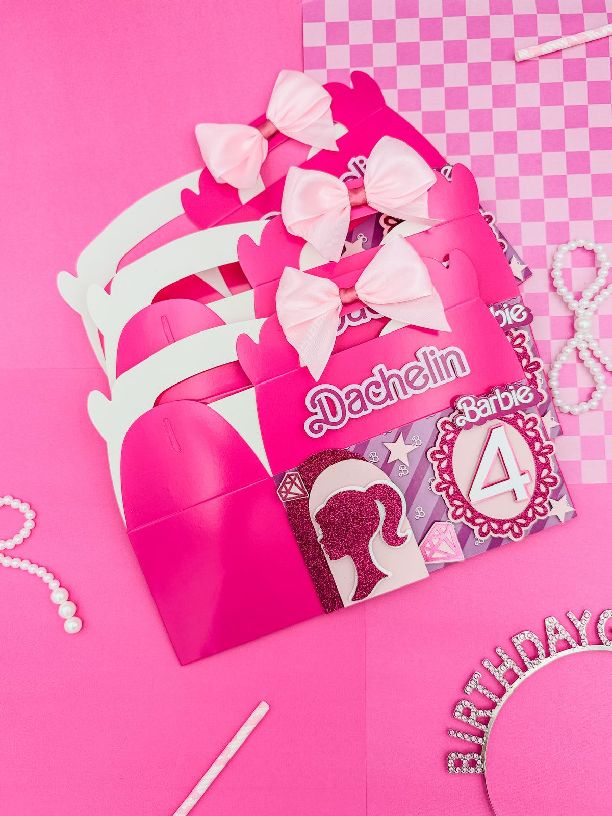 Pink Doll Silhouette Birthday Boxes