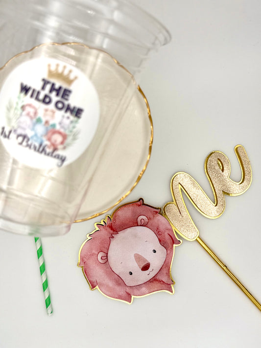 Cake Topper Safari, Jungle theme, jungle lion theme, wild one birthday