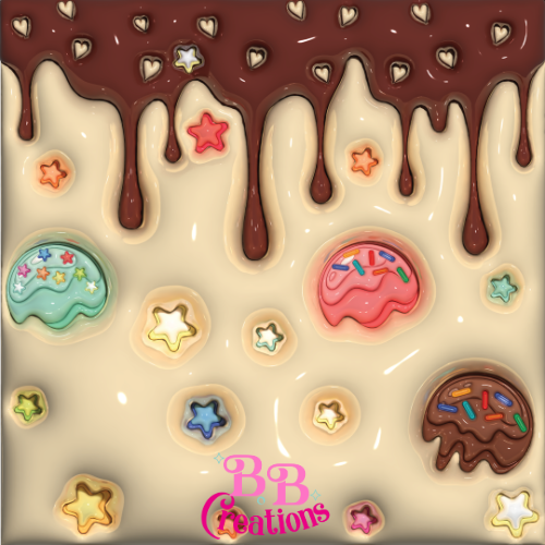 Chocolate Dripping 3D puff patterned vinyl tumbler design, chocolate, chorreado,