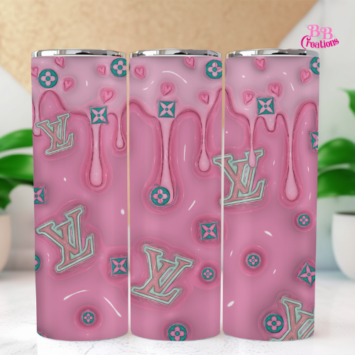 Lv Pink 3D Puff patterned vinyl, LV waterproof vinyl, resin art, resin glitters, luxury, designer