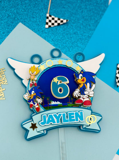 Blue Sonic Cake Topper