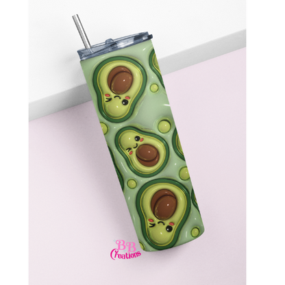 Avocado Puff 3D patterned vinyl tumbler design, resin art, glitter tumblers