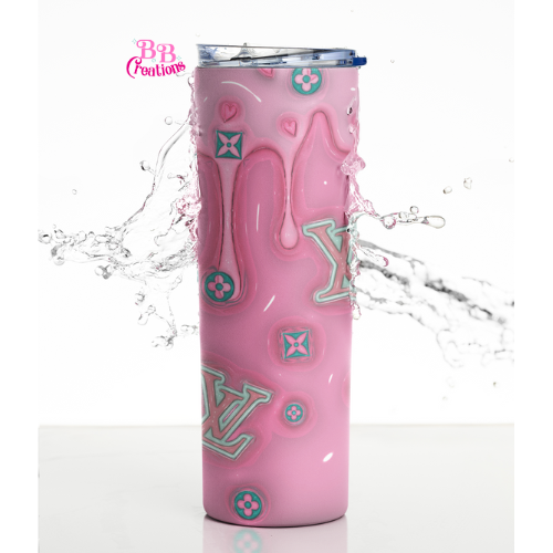 Lv Pink 3D Puff patterned vinyl, LV waterproof vinyl, resin art, resin glitters, luxury, designer