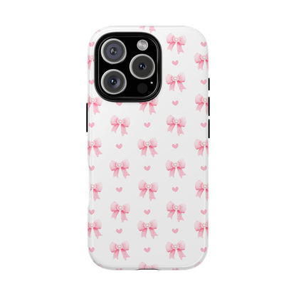 Pink Bow Pattern Phone Case — Cute Girly iPhone Protective Cover