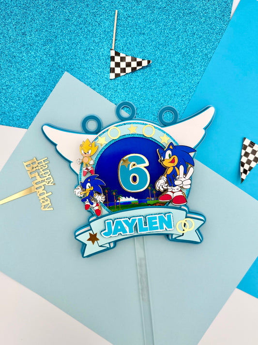 Blue Sonic Cake Topper