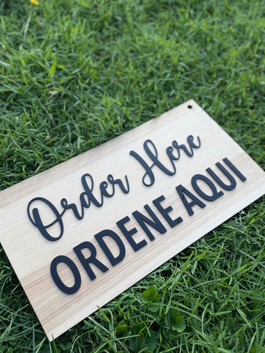 Order Here Wood Sign