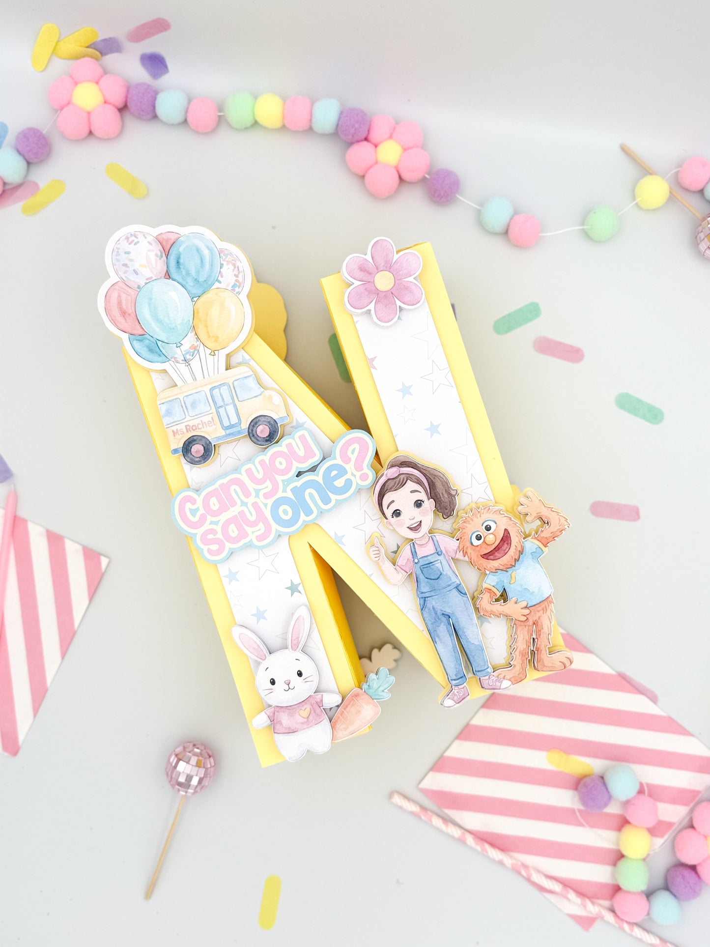 One 3D Letters, Ms. Rachel Inspired Birthday Decor