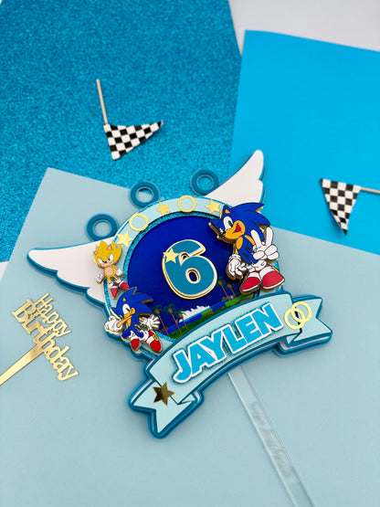 Blue Sonic Cake Topper
