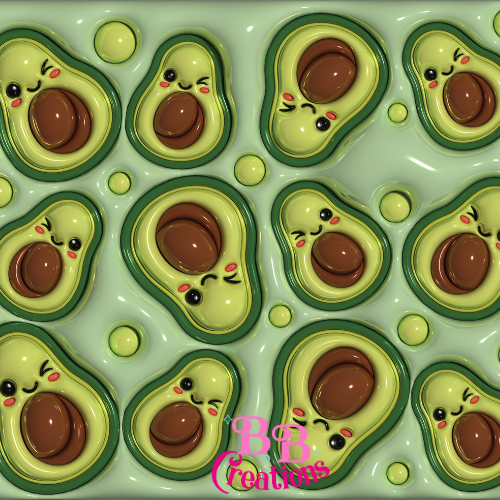 Avocado Puff 3D patterned vinyl tumbler design, resin art, glitter tumblers
