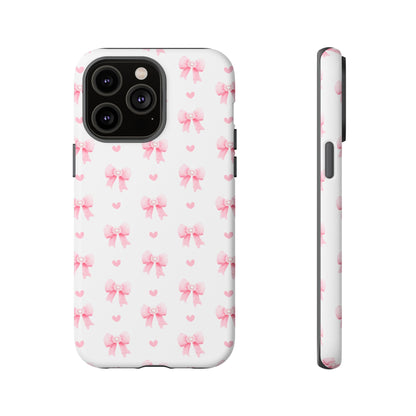 Pink Bow Pattern Phone Case — Cute Girly iPhone Protective Cover