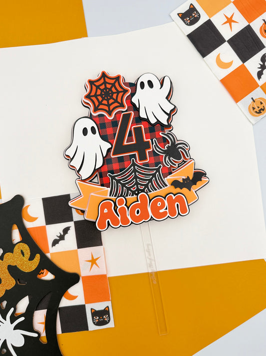 Halloween Cake Topper, Ghost Birthday Decor