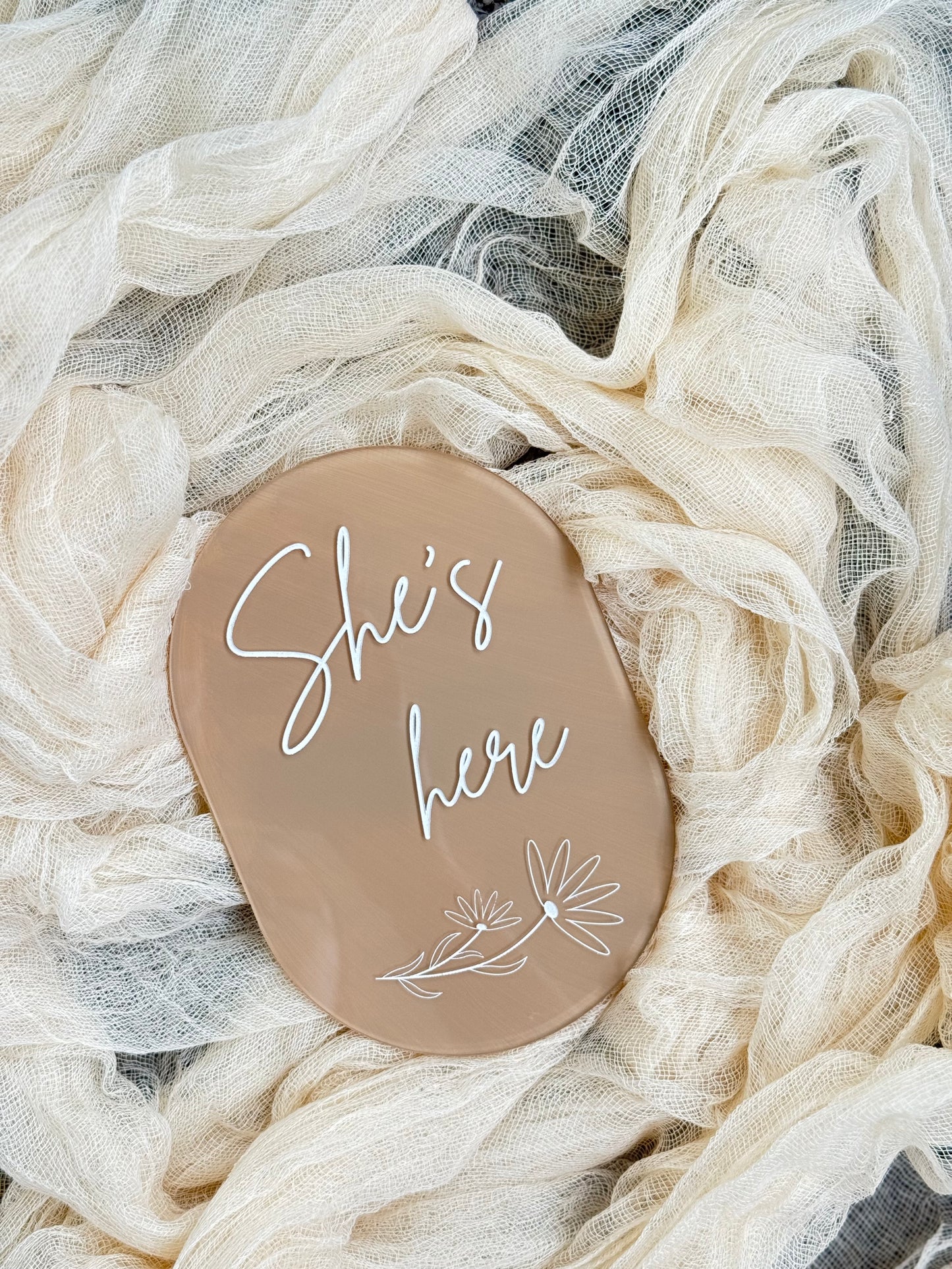 She’s Here Newborn Acrylic Sign, Baby Announcement