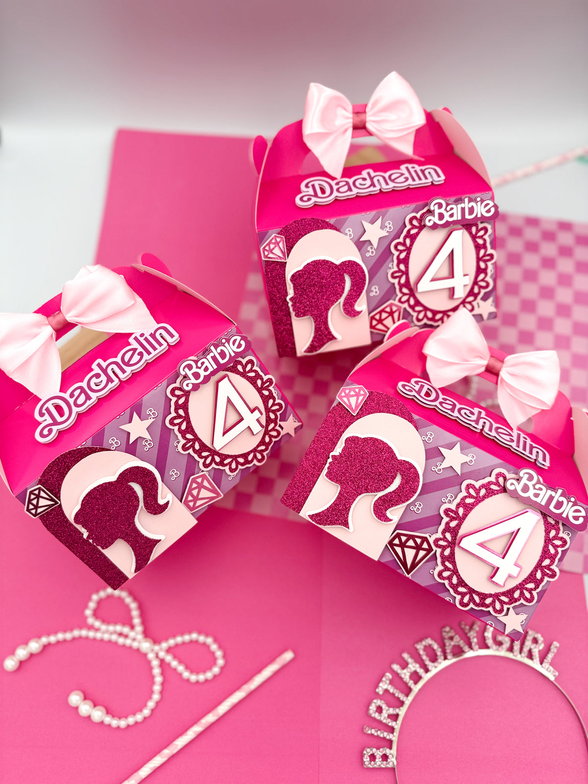 Pink Doll Silhouette Birthday Boxes