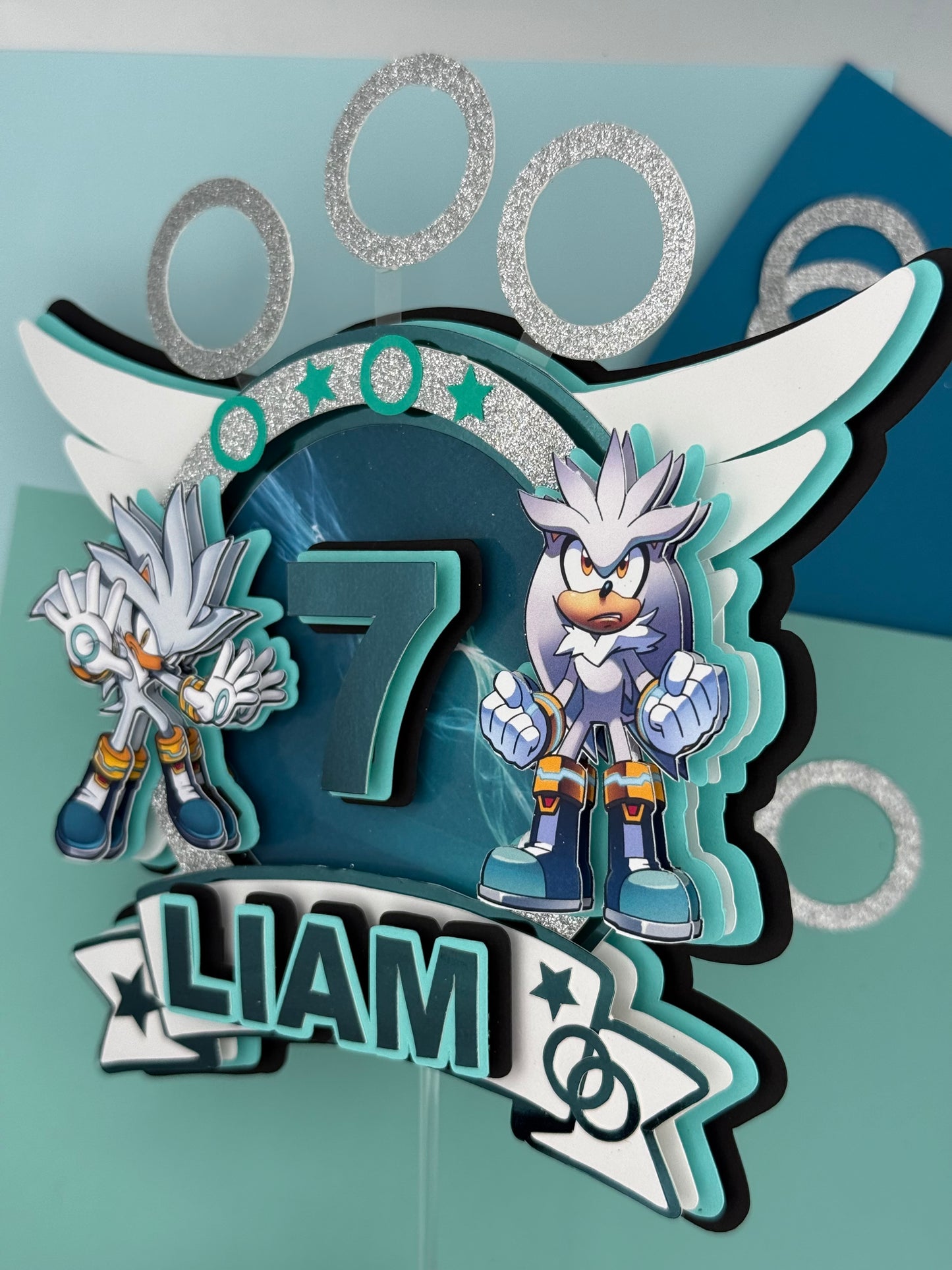 Silver Sonic Cake topper