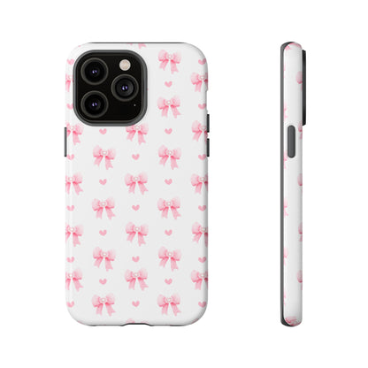 Pink Bow Pattern Phone Case — Cute Girly iPhone Protective Cover