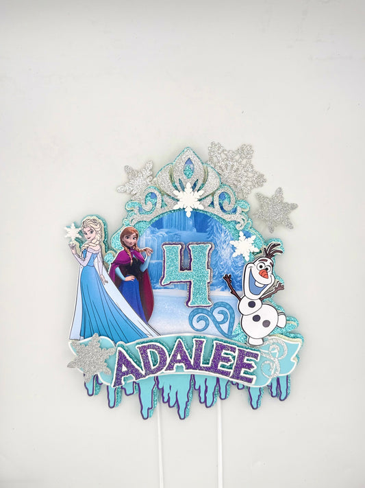 Ice Princess Personalized Cake Topper – Winter Birthday Cake Decoration Frozen