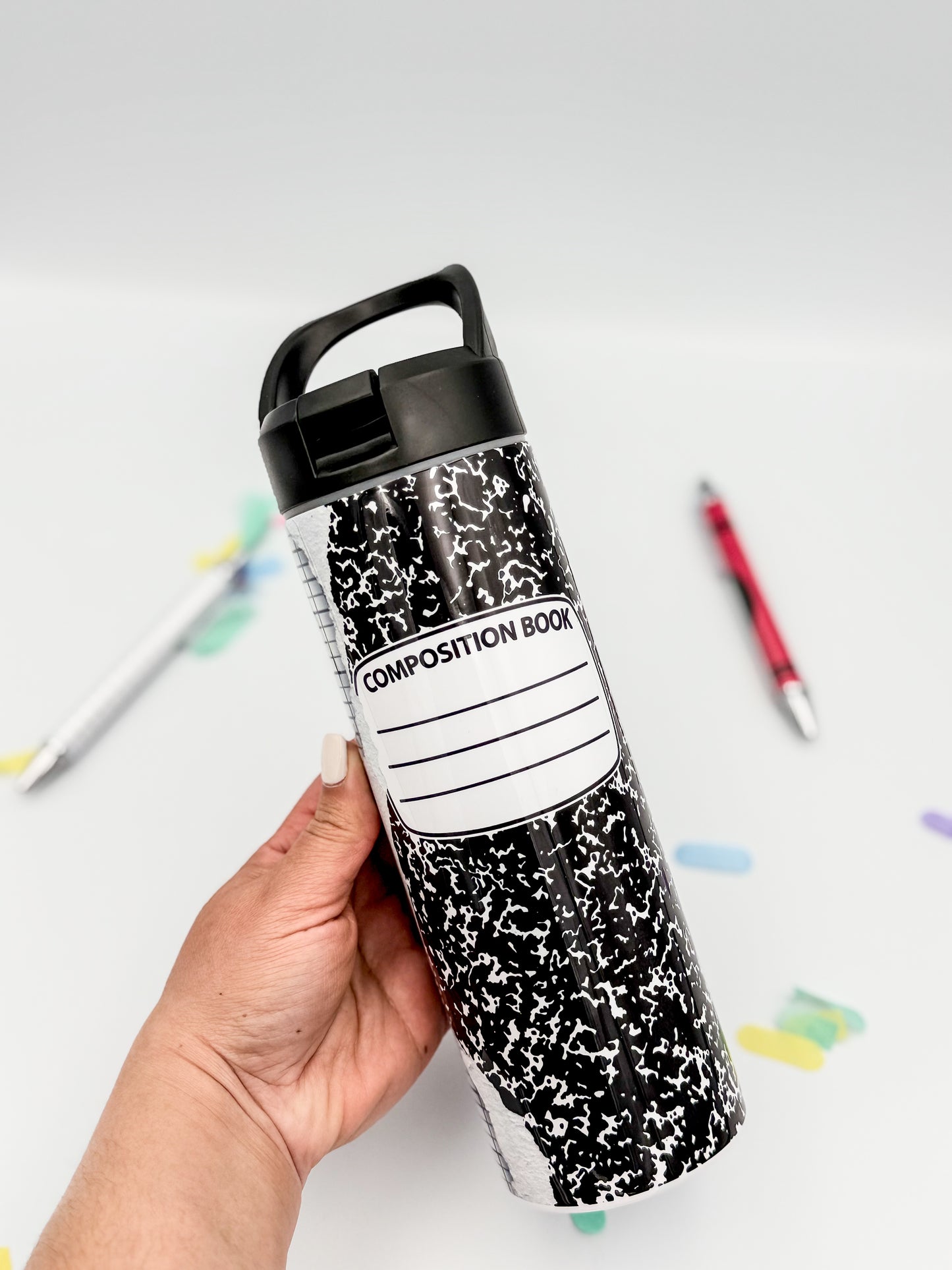 Composition Book Tumbler – Personalized School-Inspired Water Bottle