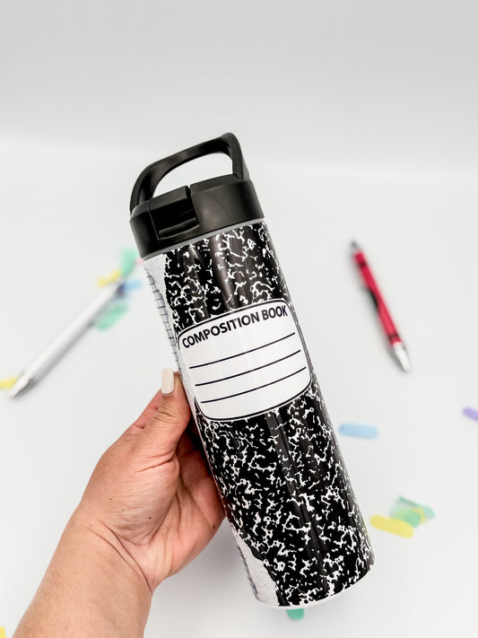 Composition Book Tumbler – Personalized School-Inspired Water Bottle