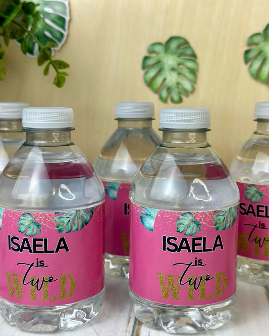 Personalized Safari Water Bottle Labels, Wild One Birthday, Jungle Party Decorations