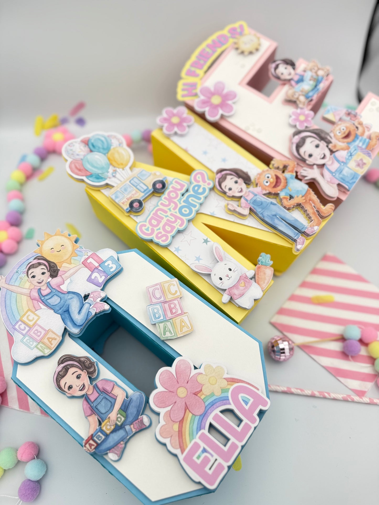 One 3D Letters, Ms. Rachel Inspired Birthday Decor