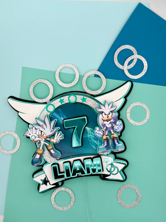 Silver Sonic Cake topper