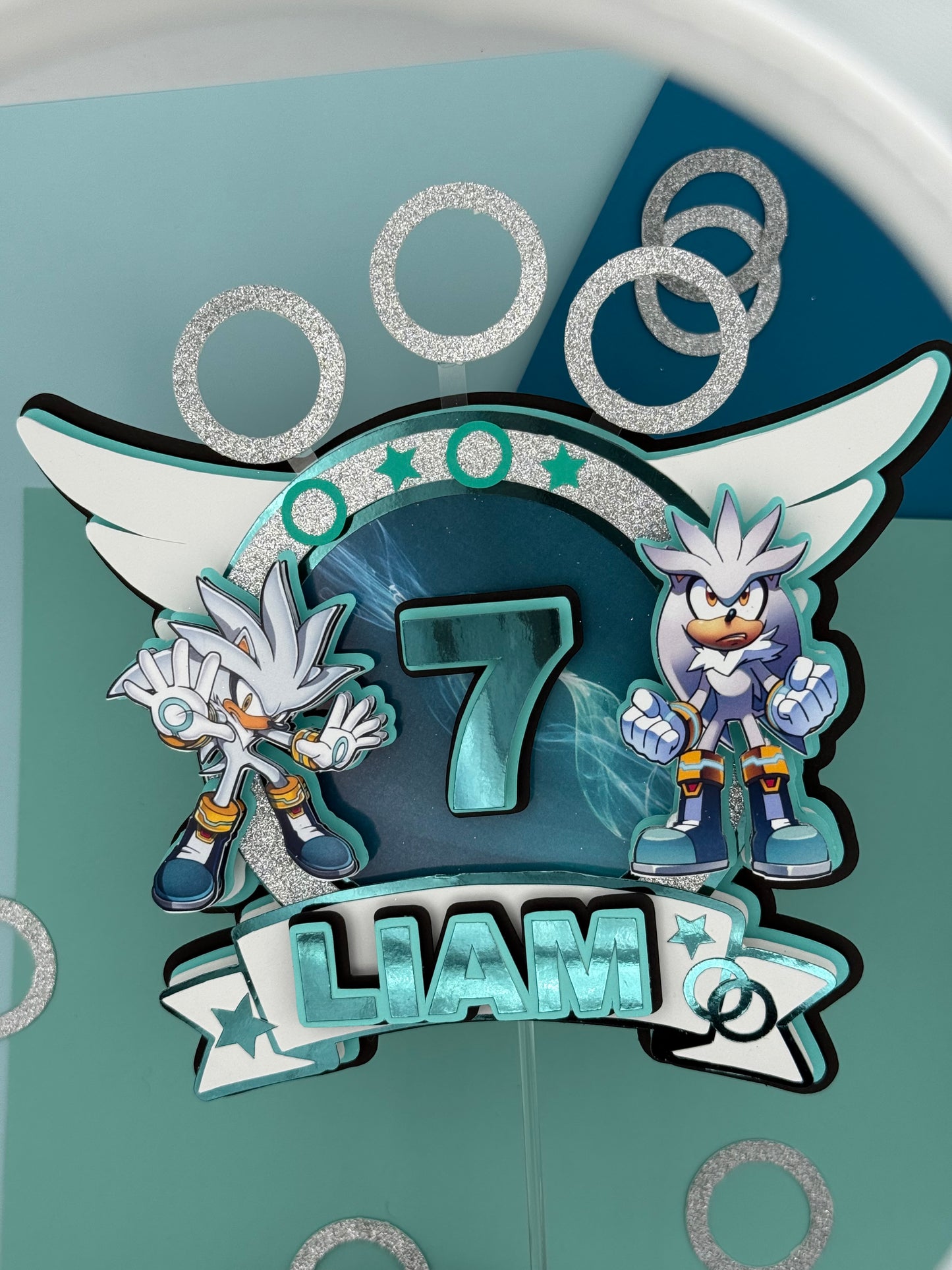 Silver Sonic Cake topper