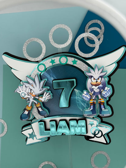 Silver Sonic Cake topper