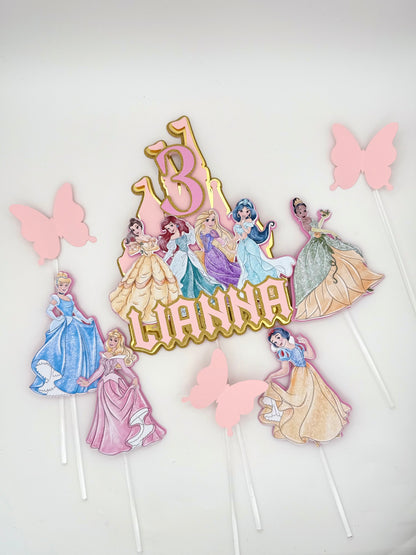 Birthday princess cake topper, princess birthday decorations, 3D layered cake topper, Fairytale princess