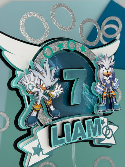 Silver Sonic Cake topper