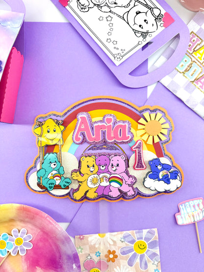 Care Bears Inspired Cake Topper, Rainbow Birthday Cake Topper, Party Decor