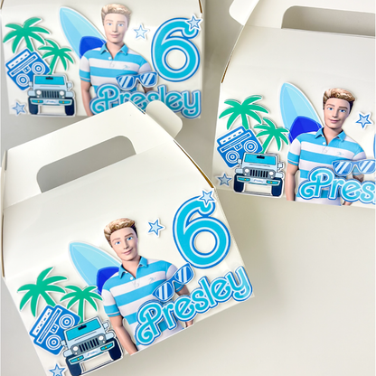 Ken favor boxes, party decor, gabble boxes ideas