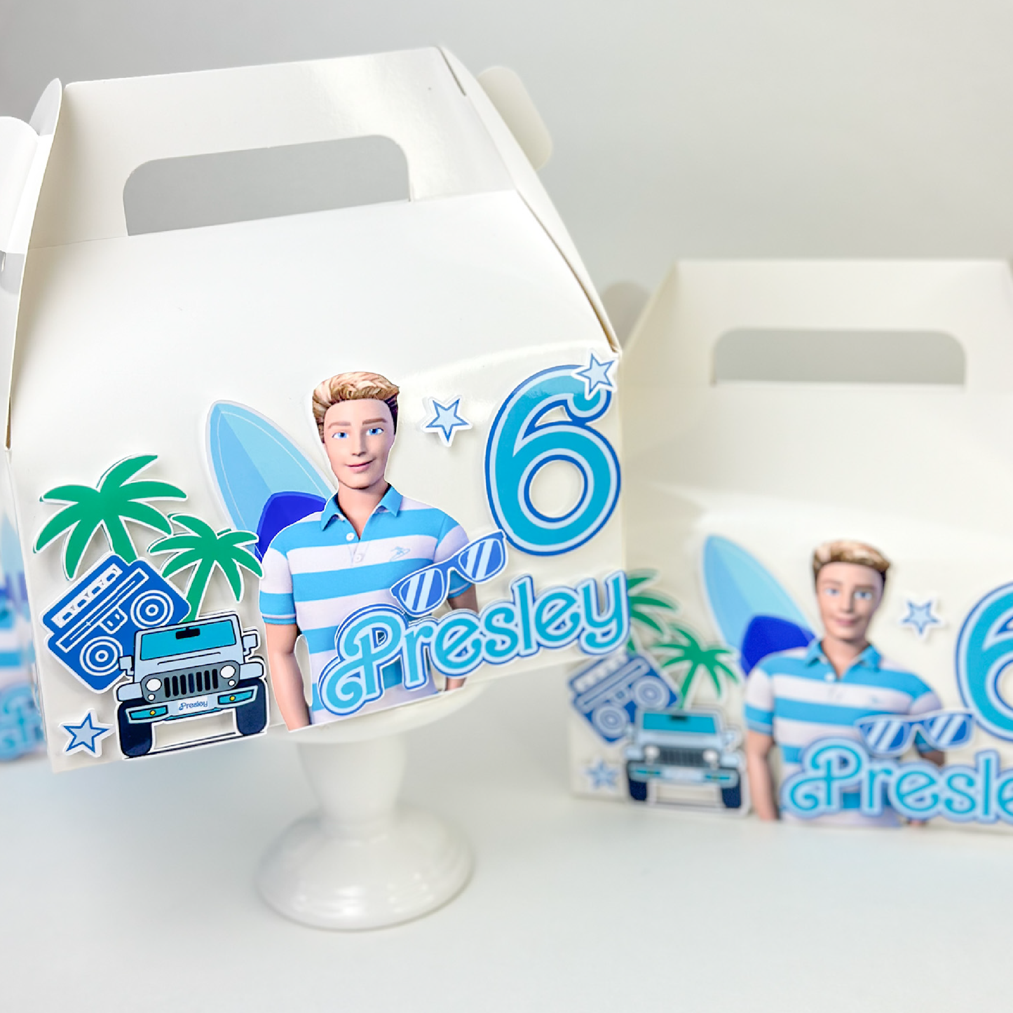 Ken favor boxes, party decor, gabble boxes ideas